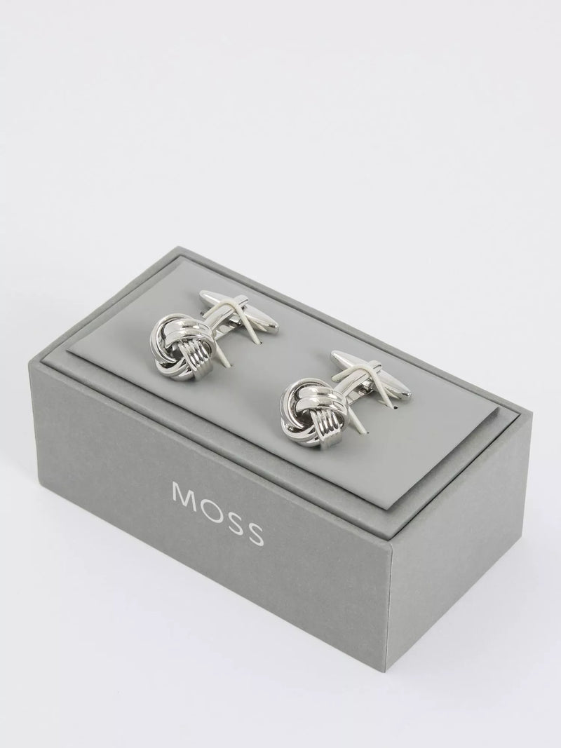 Moss silver knotted cufflinks, UK version