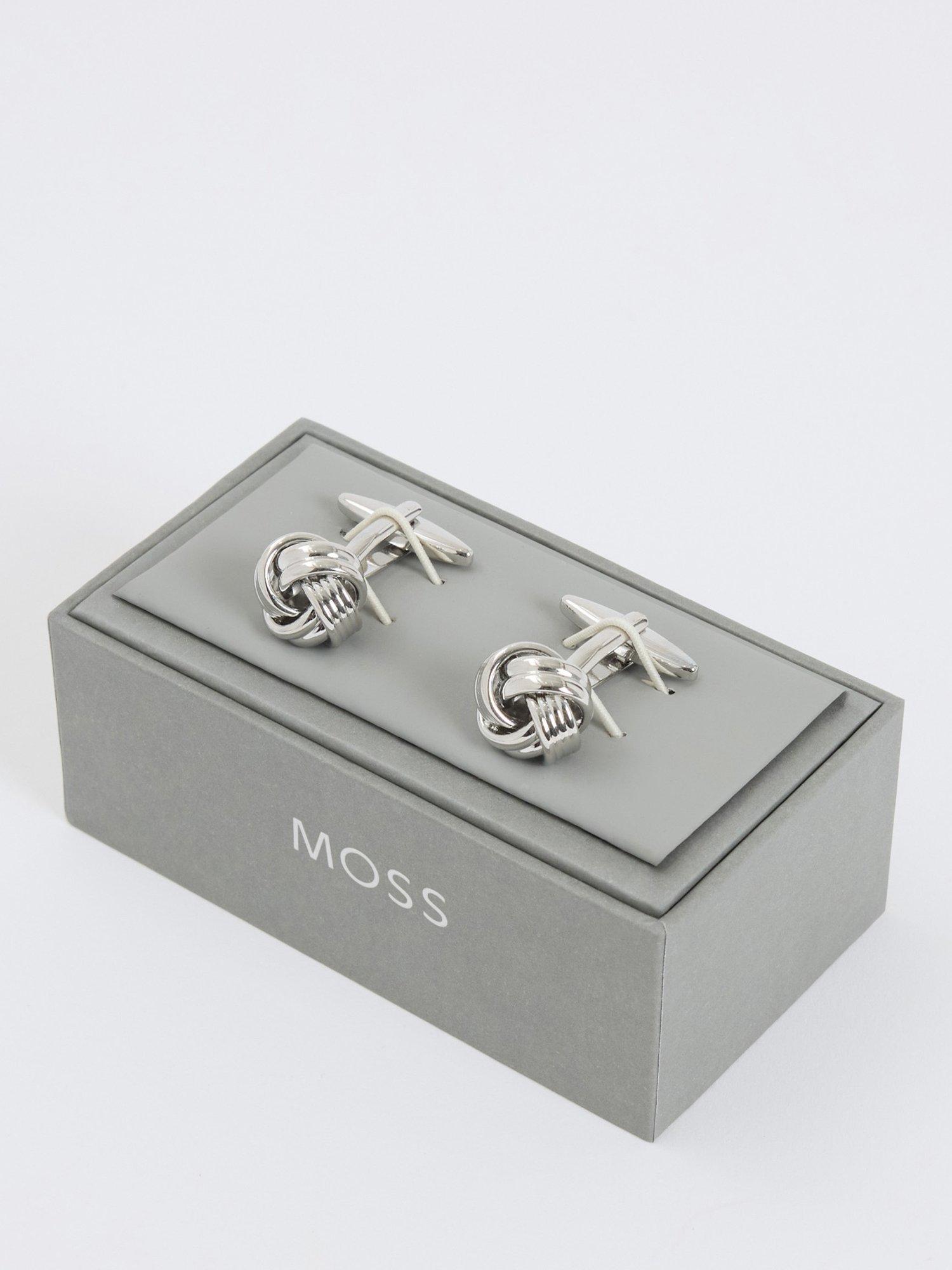 Moss silver knotted cufflinks, UK version