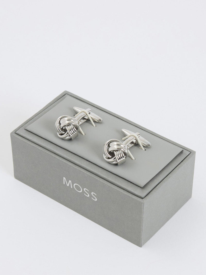 Moss silver knotted cufflinks, UK version
