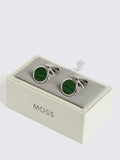 Moss jade gemstone round cufflinks, UK version