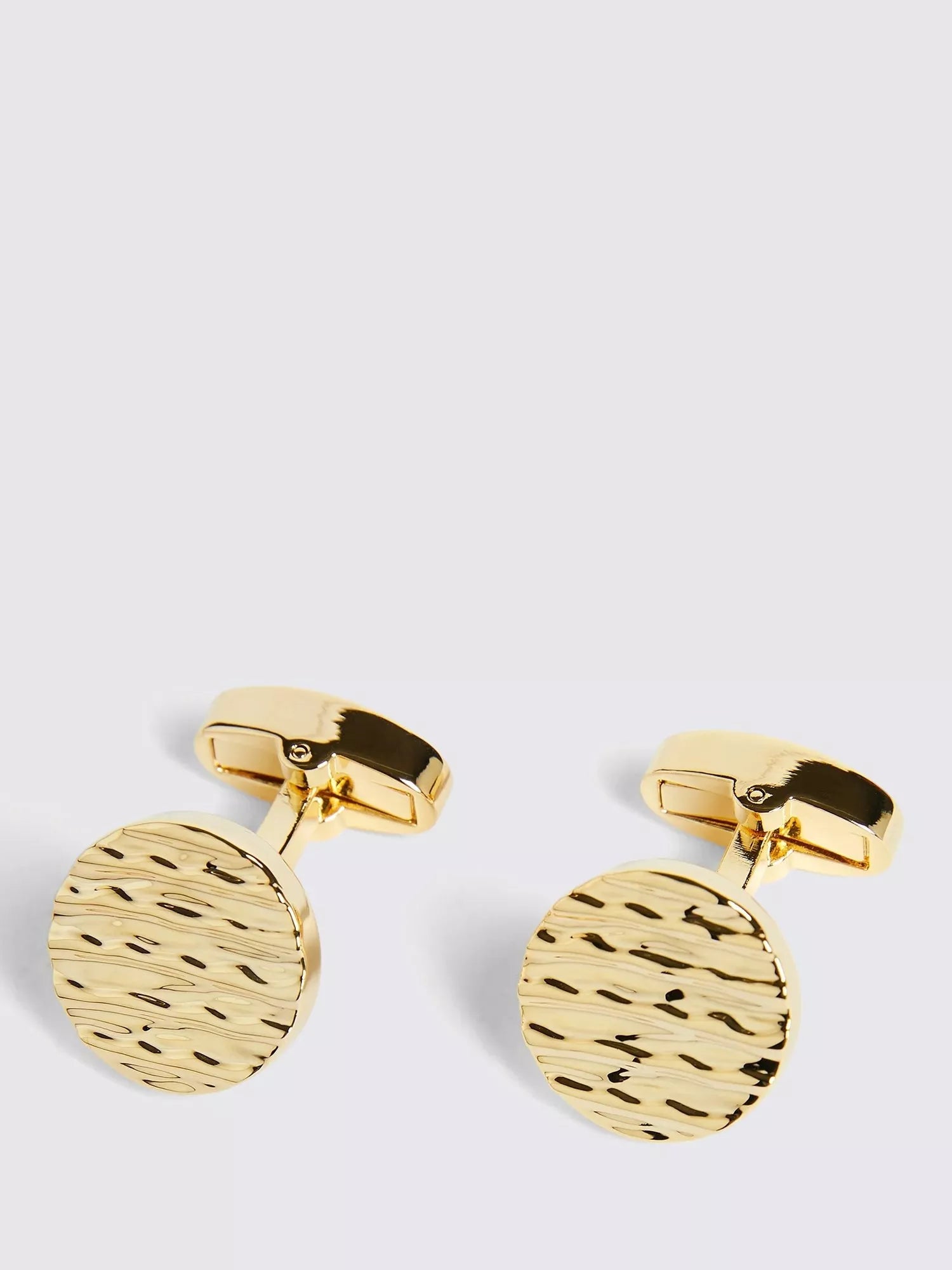 Moss textured round cufflinks gold-tone brass, UK version