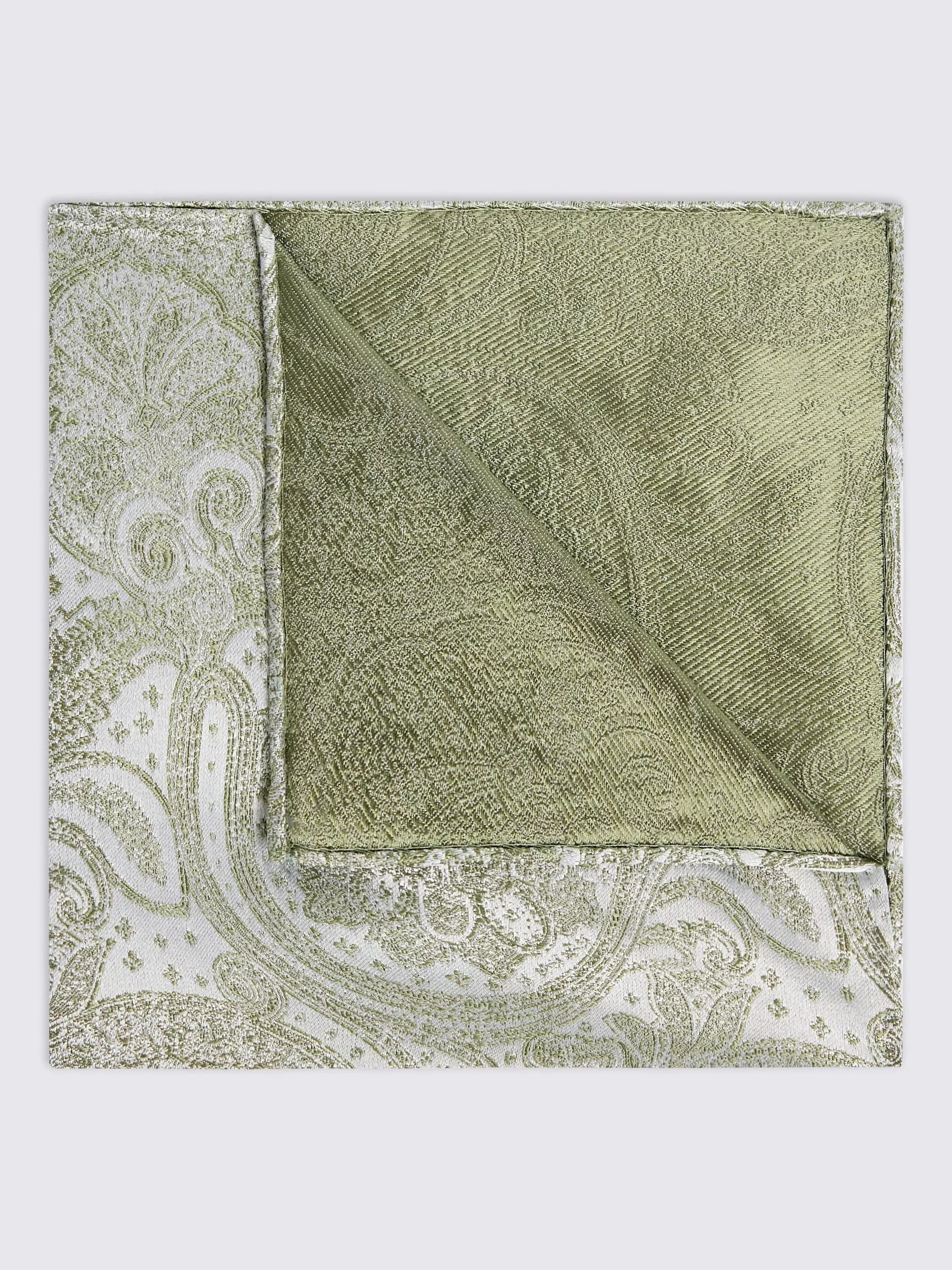 Moss Silk Wedding Paisley Pocket Square