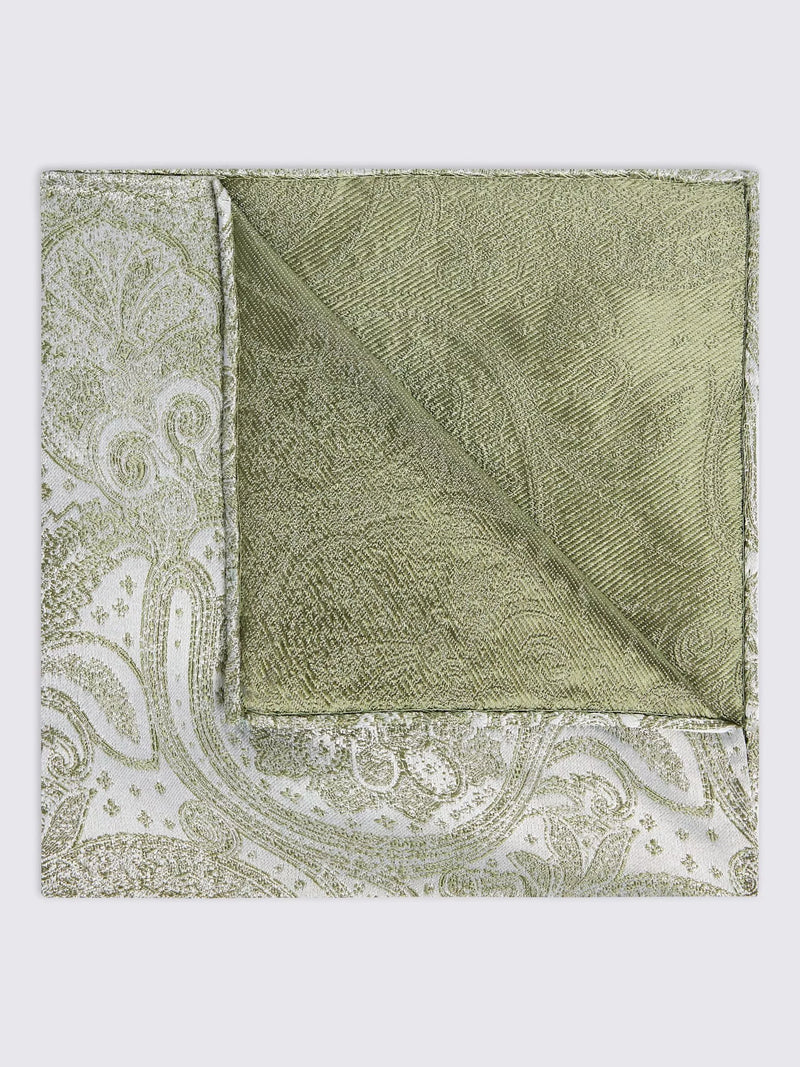 Moss Silk Wedding Paisley Pocket Square