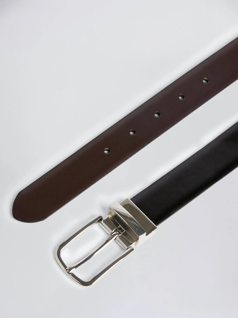 Moss reversible leather belt with two tones, imported from the UK