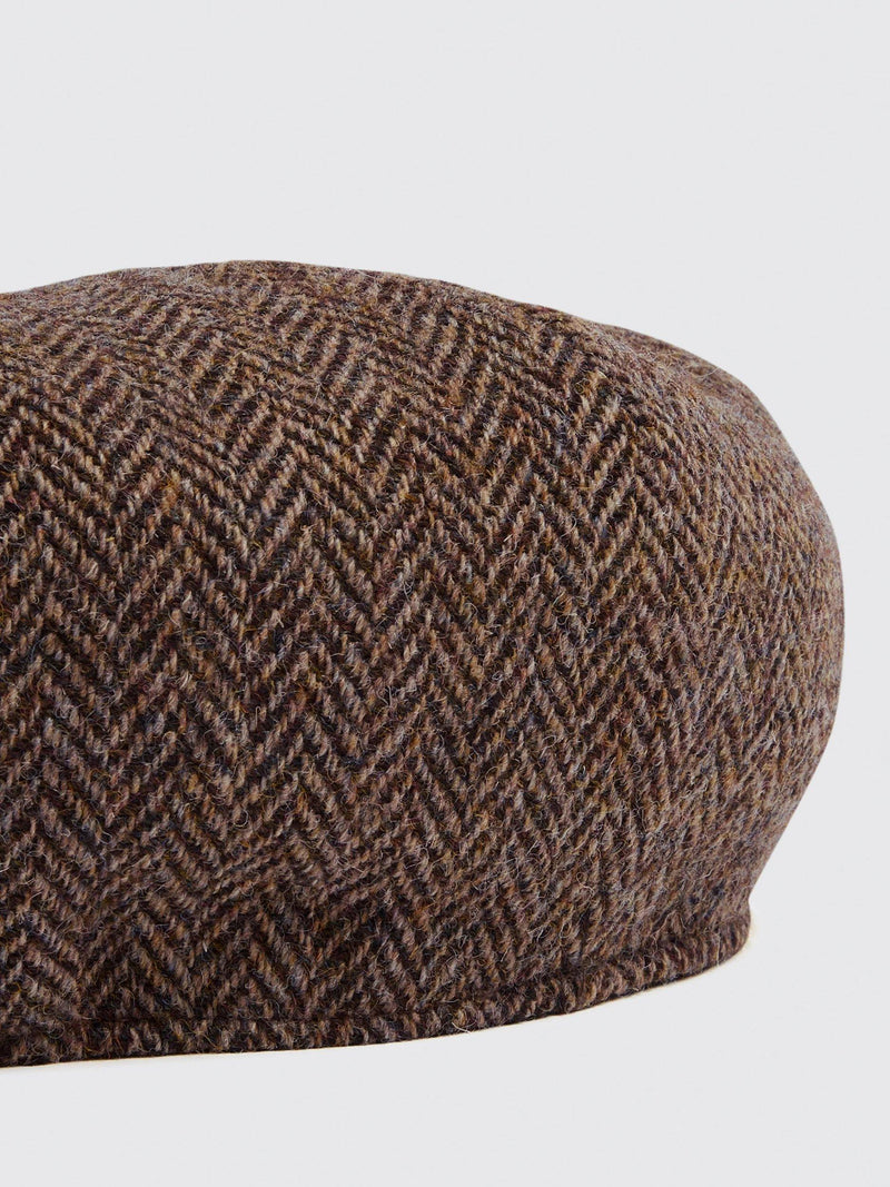 Moss Harris Tweed baker boy hat herringbone, imported from the UK