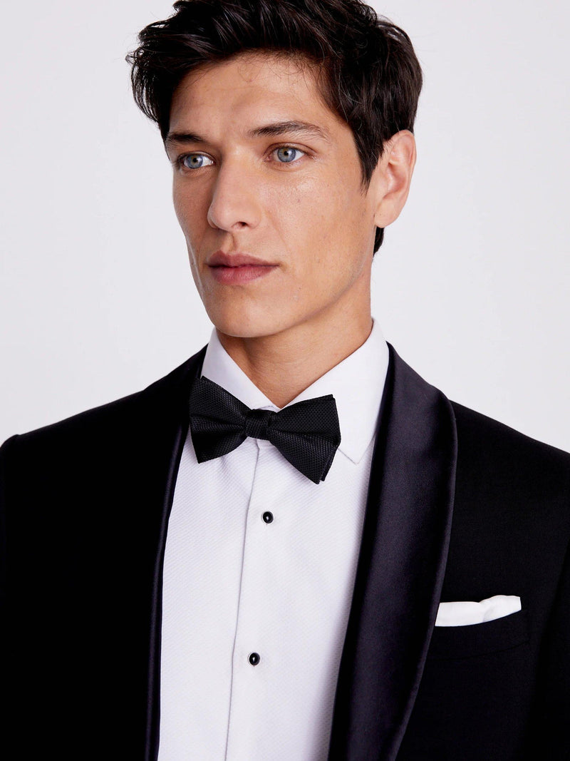 Moss black bow tie and handkerchief set (British brand)