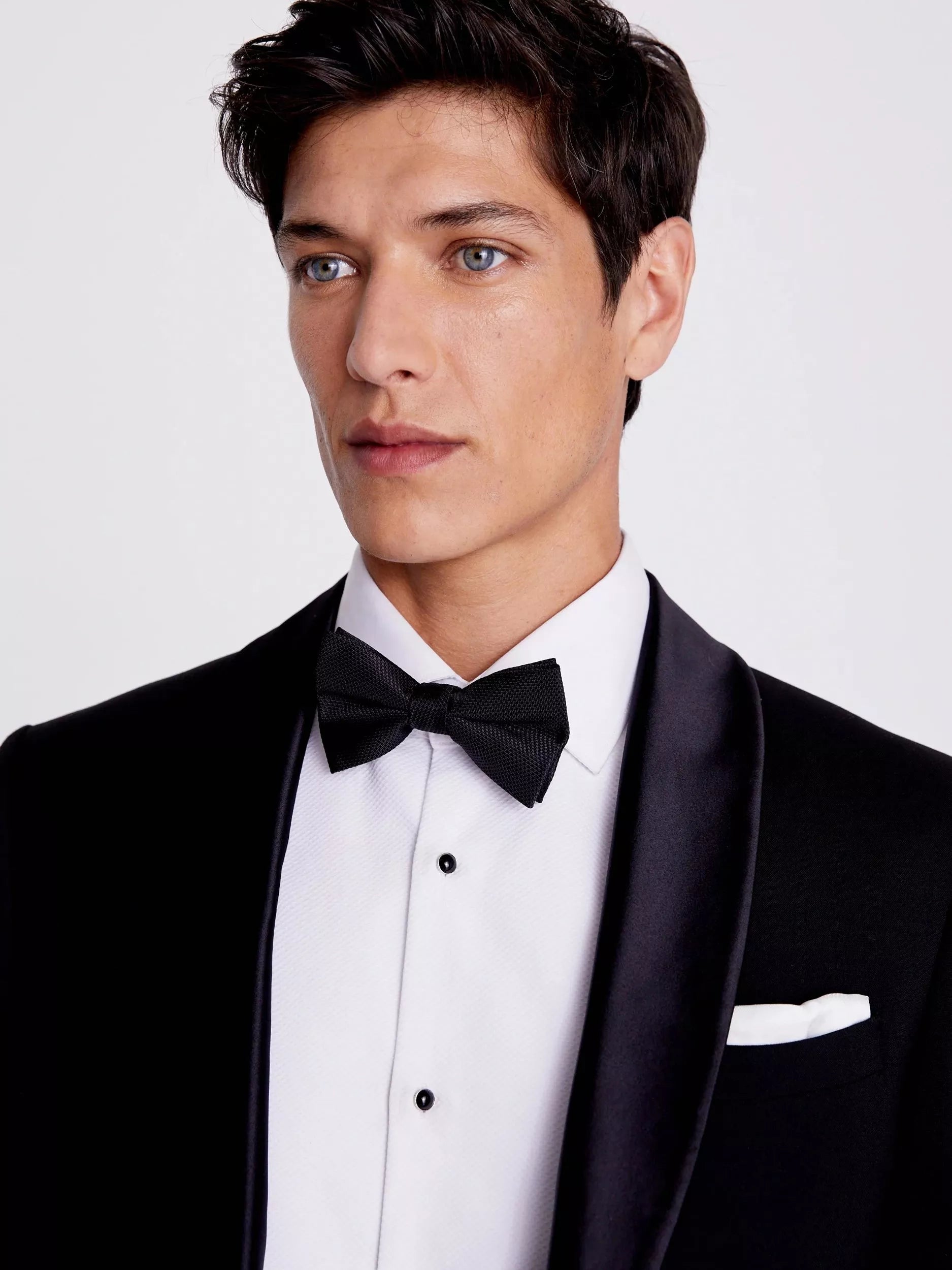 Moss black bow tie and handkerchief set (British brand)