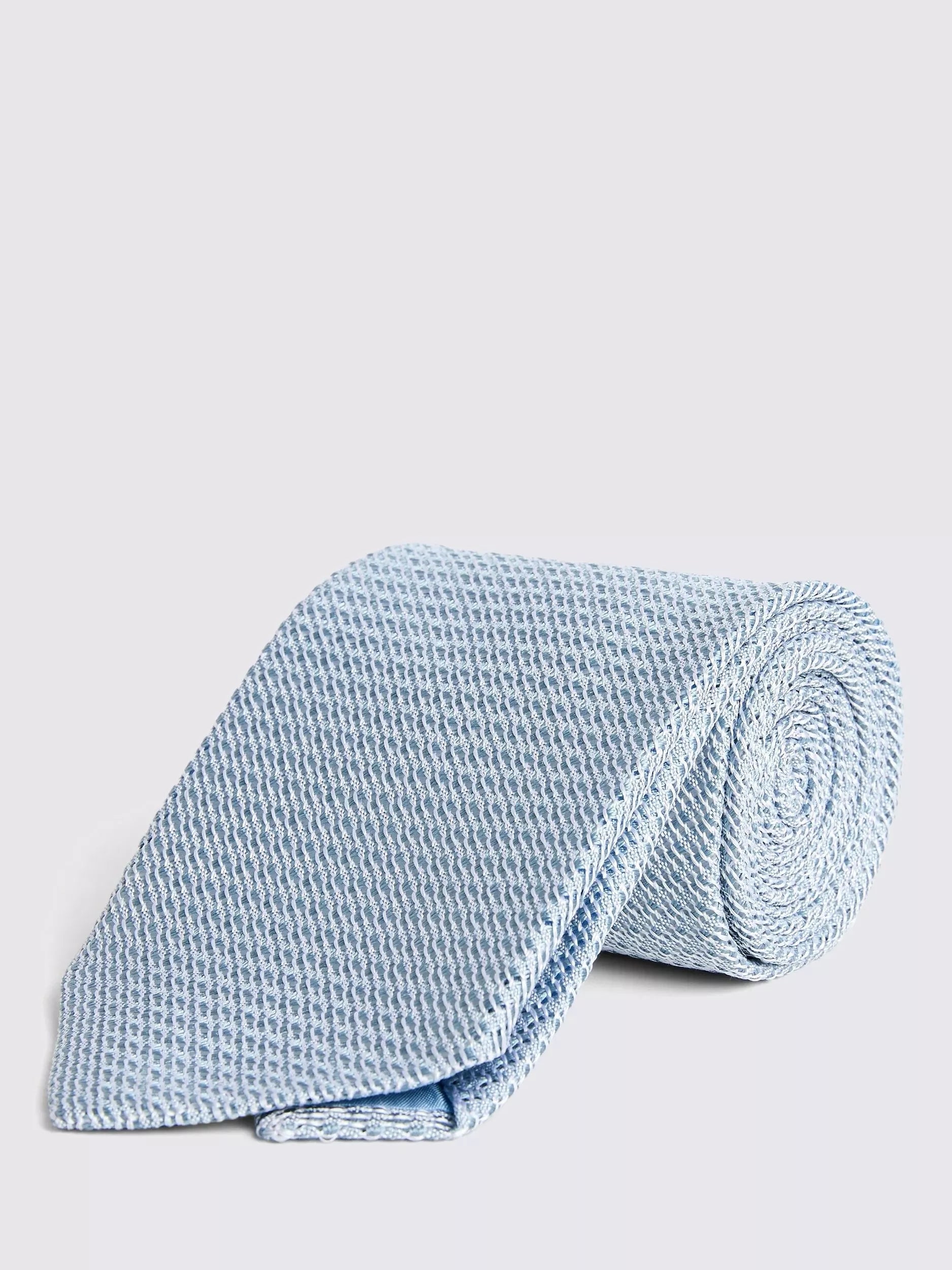 Moss Italian Silk Grenadine Tie, Sky, One Size