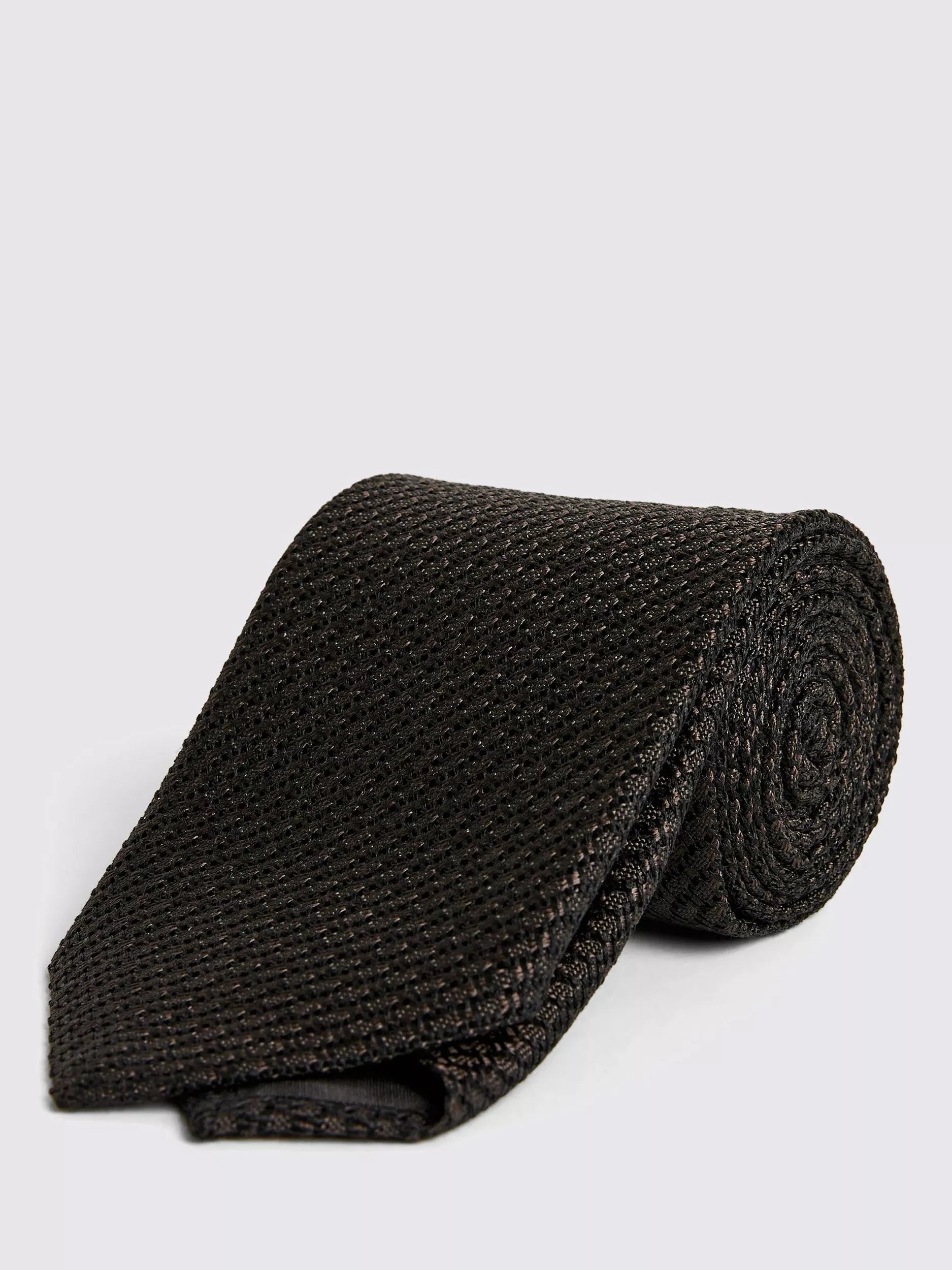 Moss Italian Silk Grenadine Tie, Chocolate, One Size