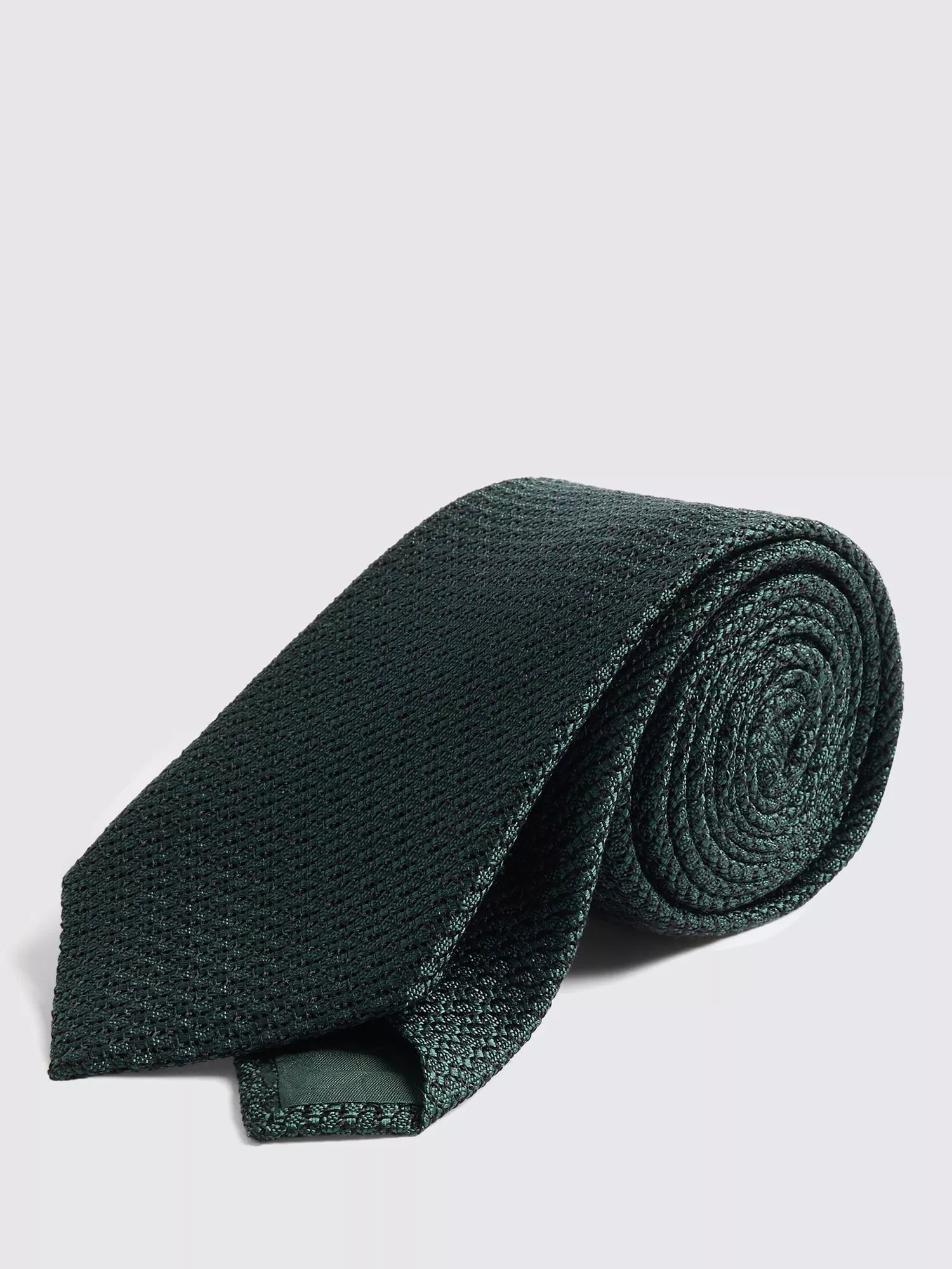 Moss Italian Silk Grenadine Tie, Forest Green, One Size