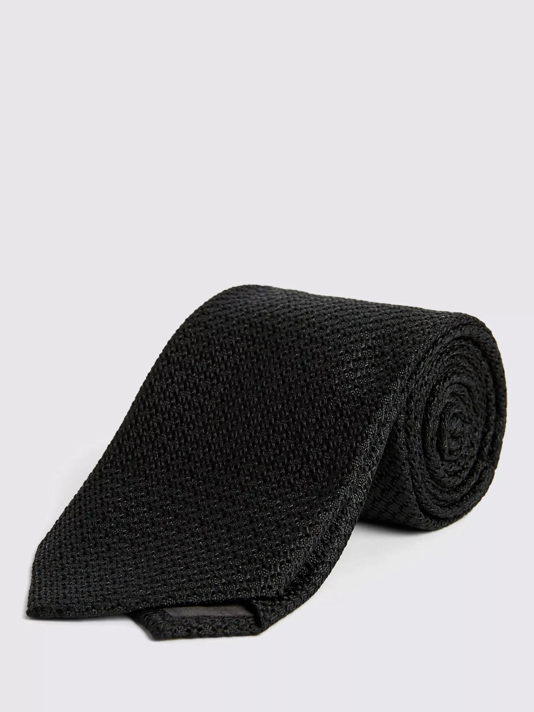 Moss Italian Silk Grenadine Tie, Black, One Size