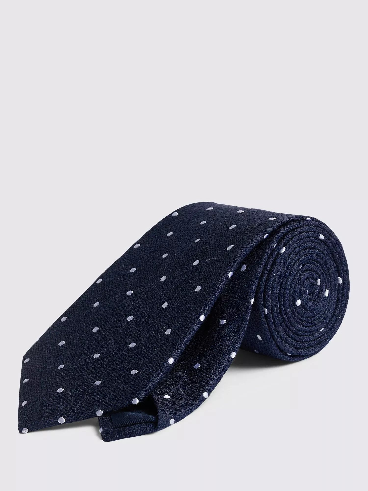 Moss men's silk blend polka dot tie - British product