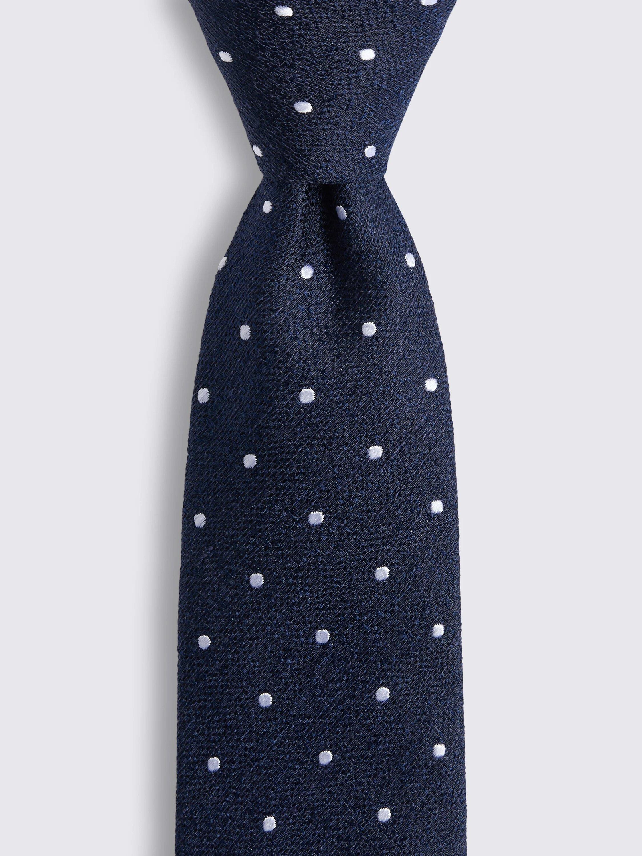 Moss men's silk blend polka dot tie - British product
