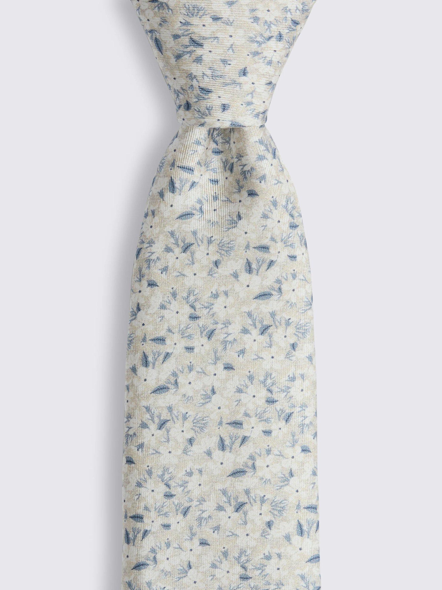 Moss Italian silk ditsy floral tie - British product