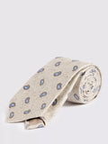 Moss silk paisley tie beige light blue - British product