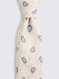 Moss silk paisley tie beige light blue - British product