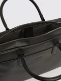 Moss Saffiano effect attaché bag black faux leather (British brand)