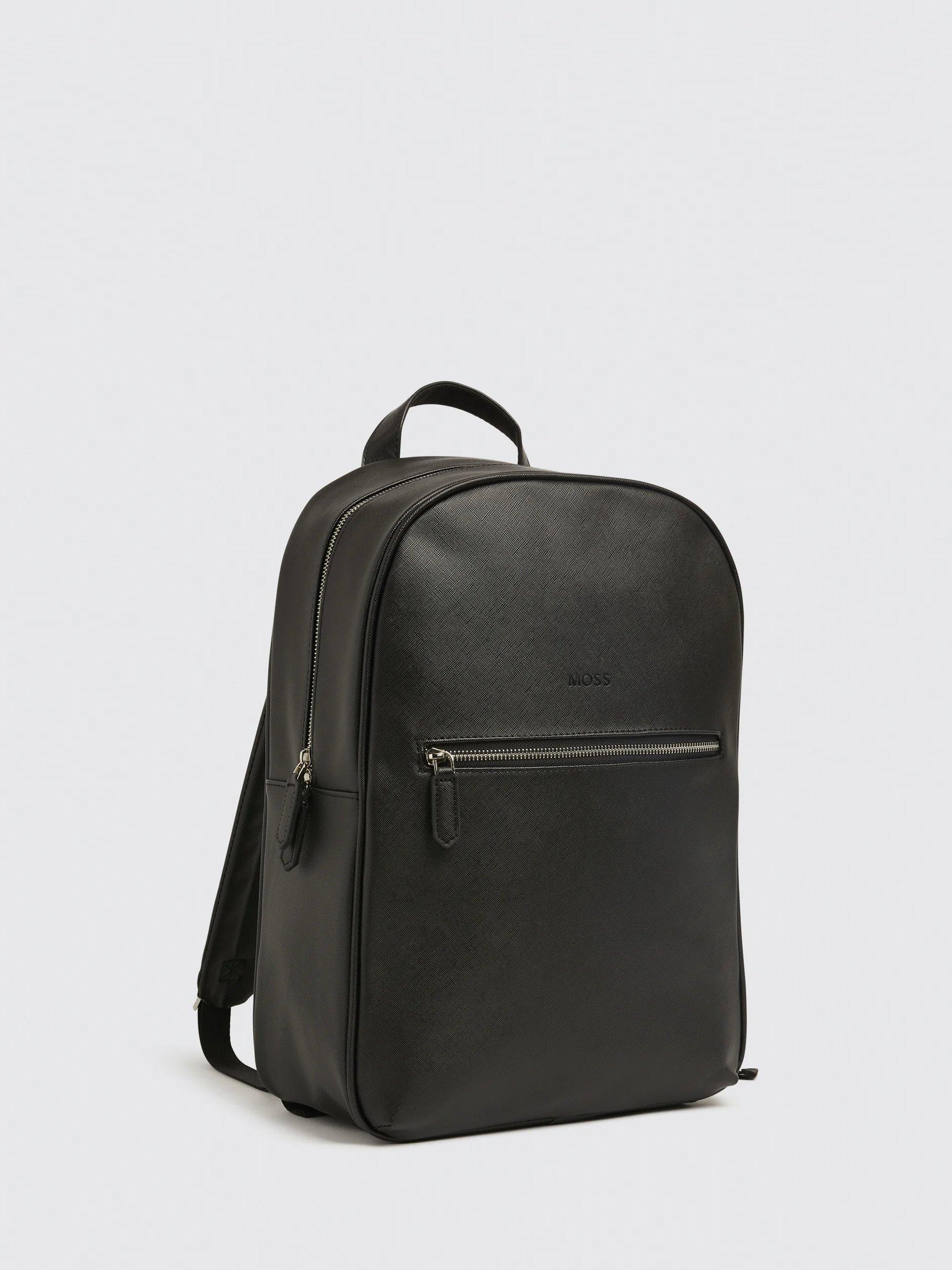 Moss Saffiano effect backpack black faux leather, imported from the UK