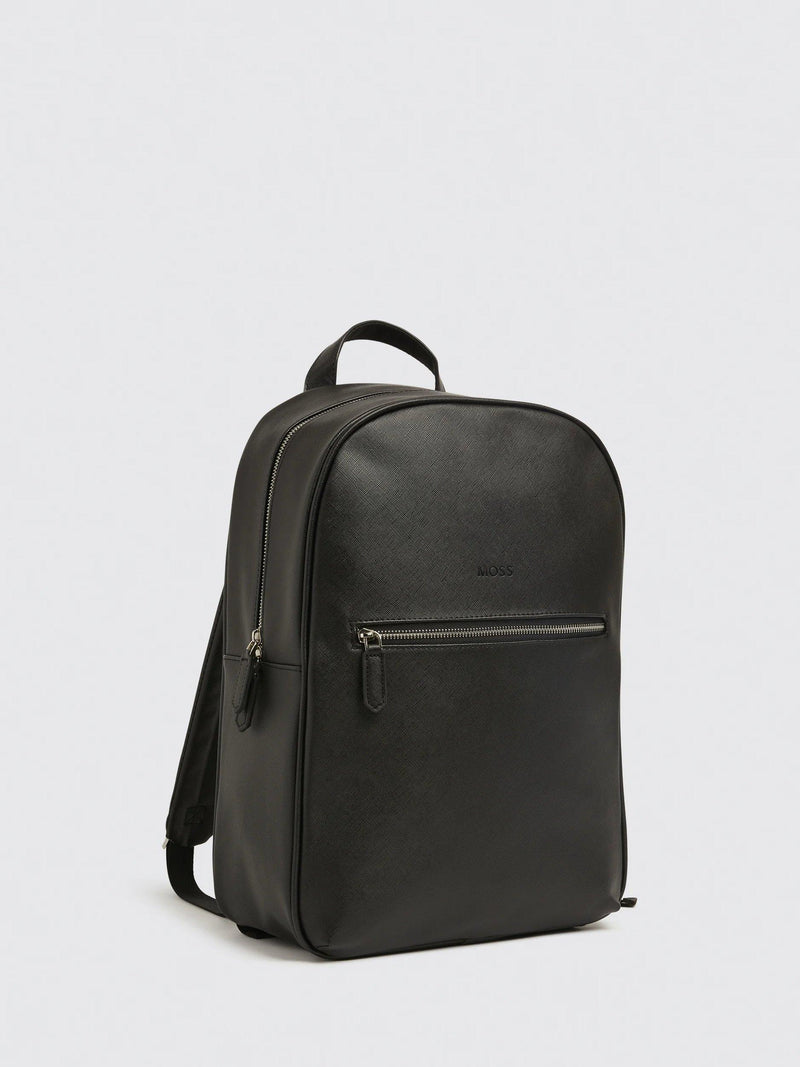 Moss Saffiano effect backpack black faux leather, imported from the UK