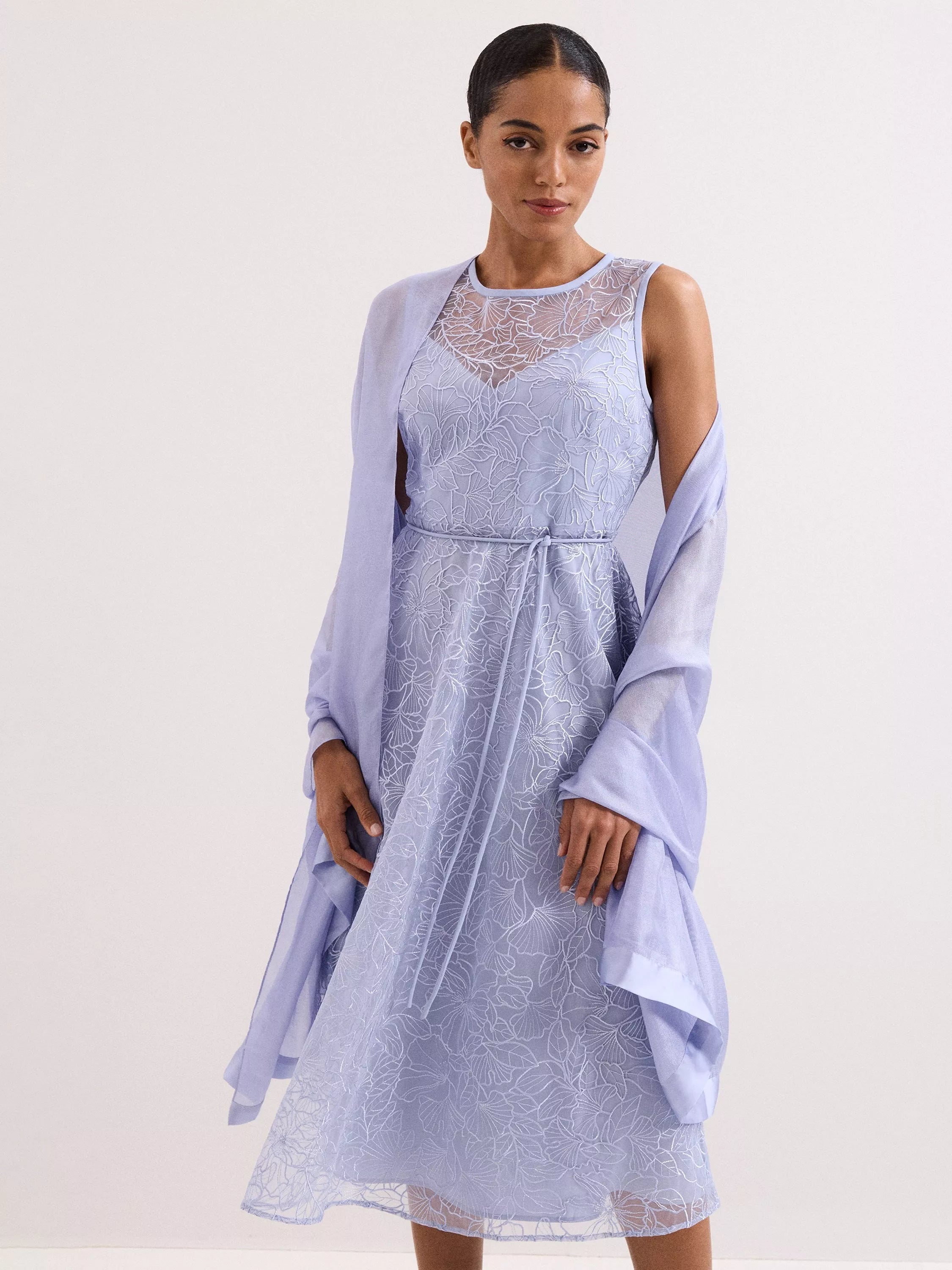 Phase Eight pale blue satin trim scarf - British product