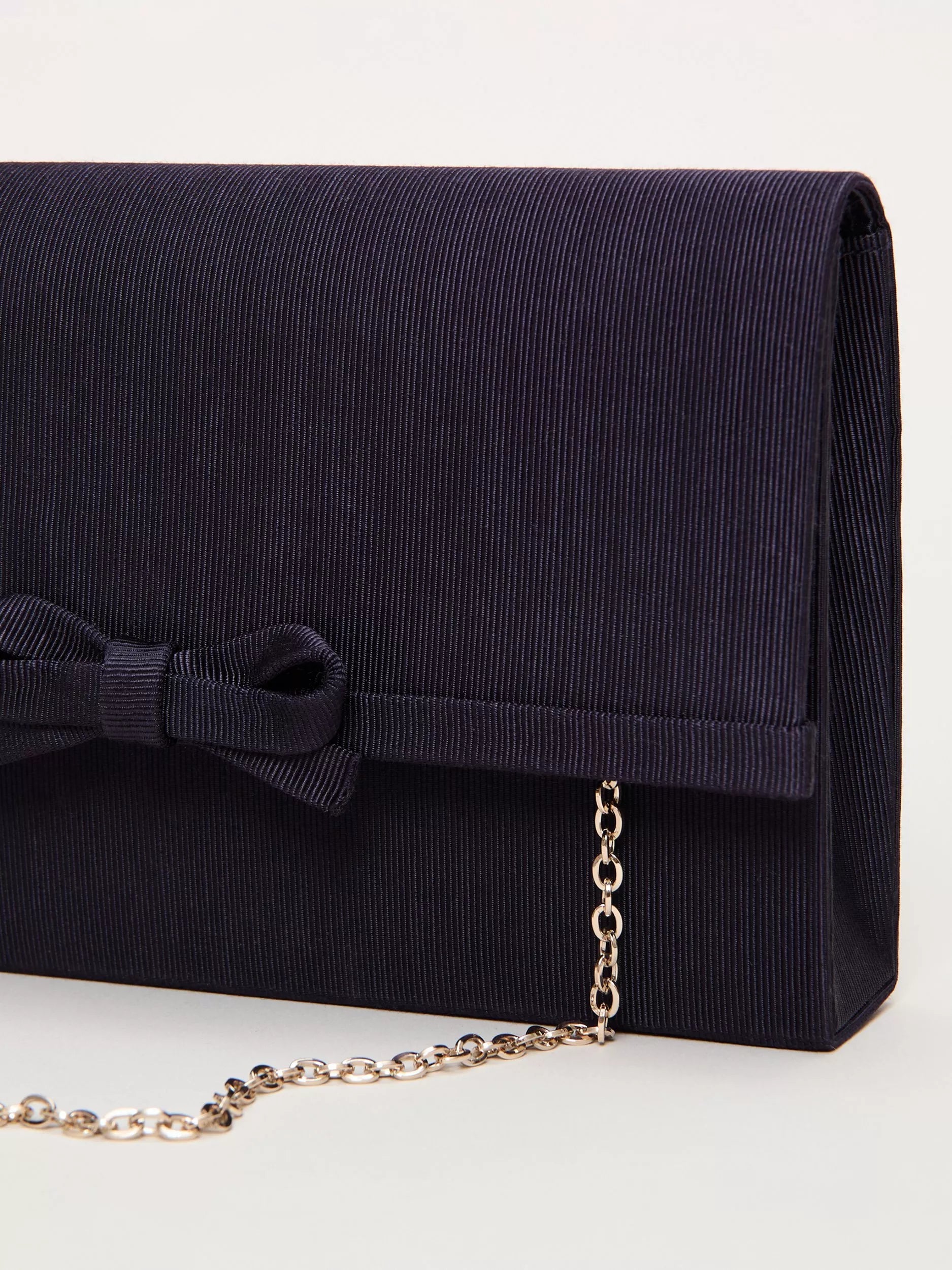 Phase Eight grosgrain bow clutch bag in navy, UK version
