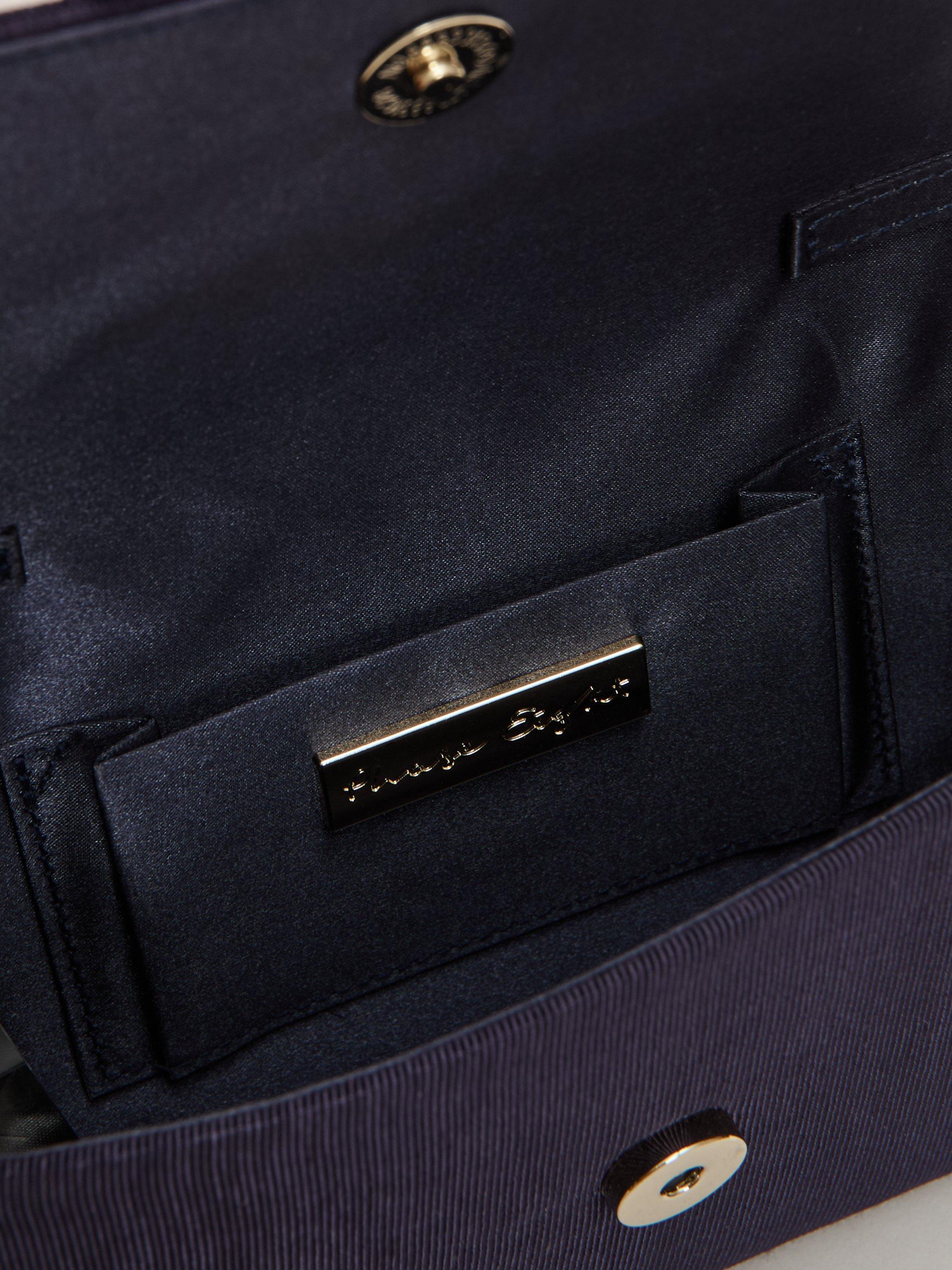 Phase Eight grosgrain bow clutch bag in navy, UK version