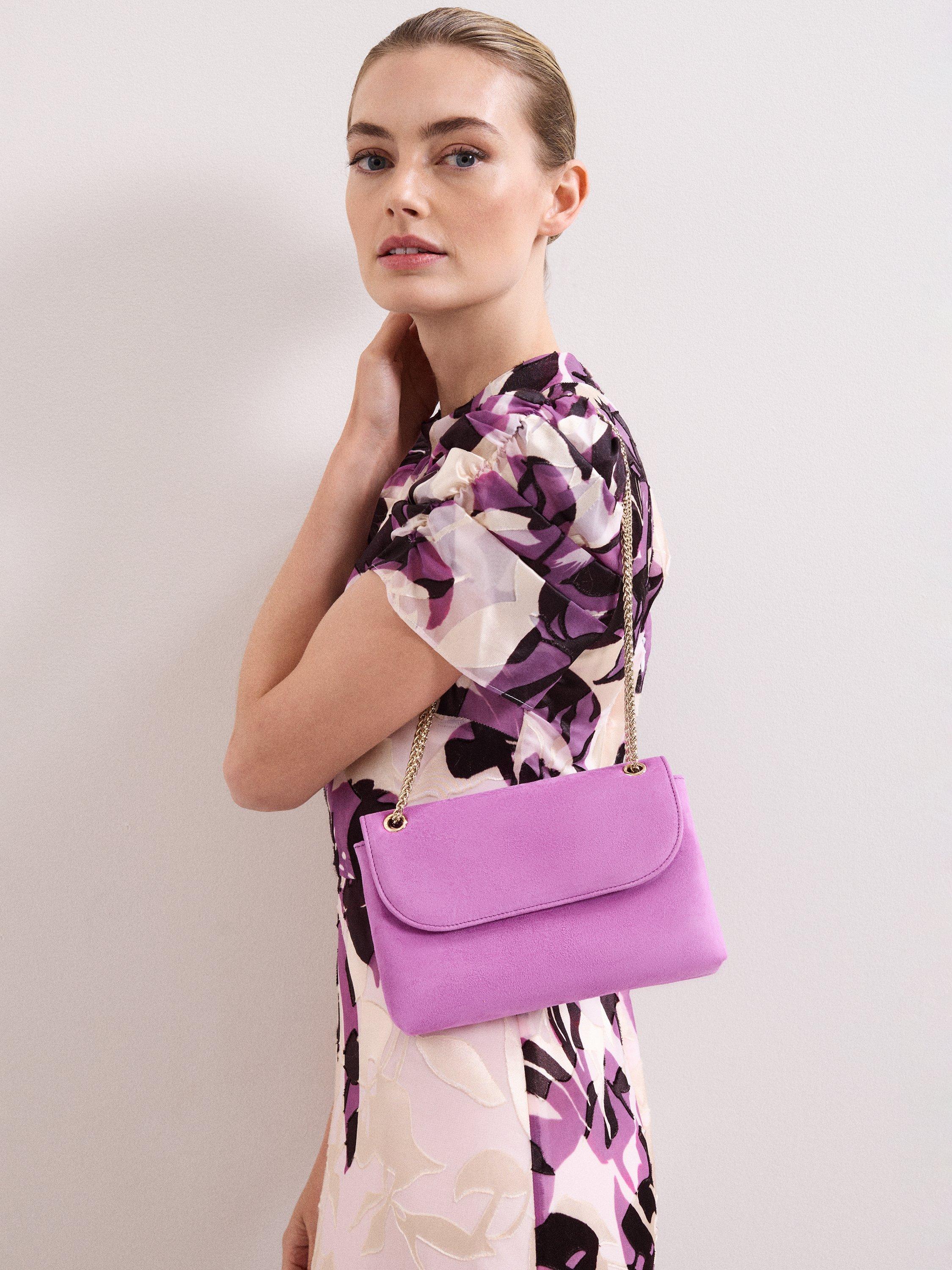 Phase Eight suede clutch bag with chain strap (British brand)