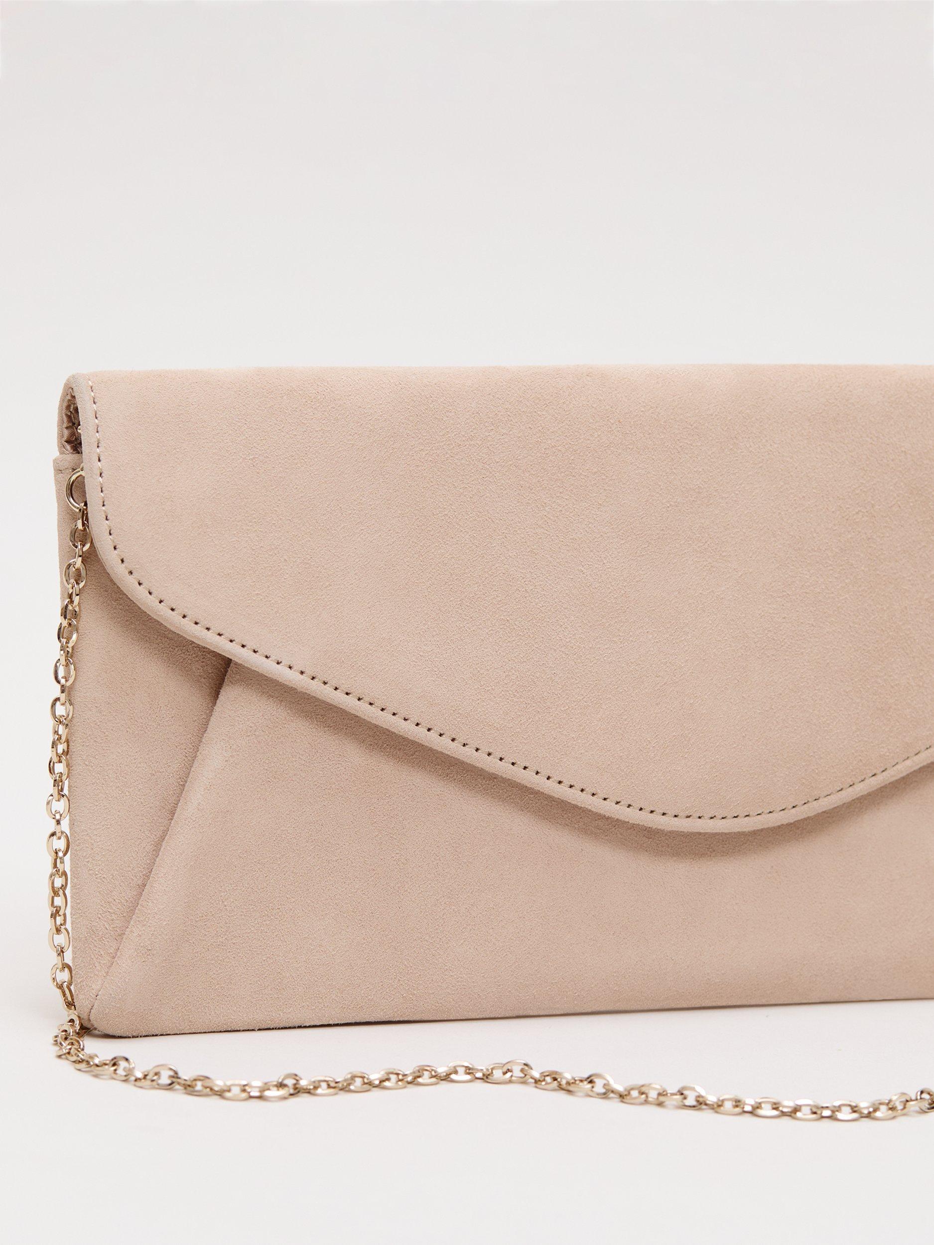 Phase Eight suede clutch bag with chain strap - British product