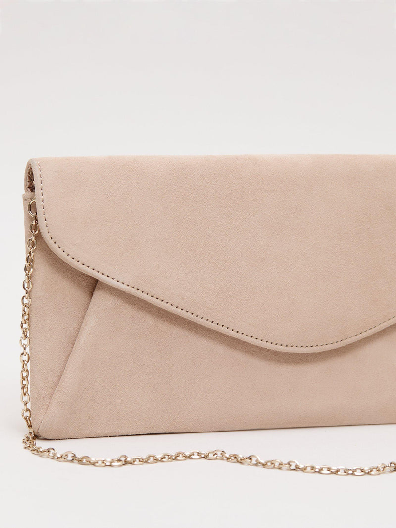 Phase Eight suede clutch bag with chain strap - British product