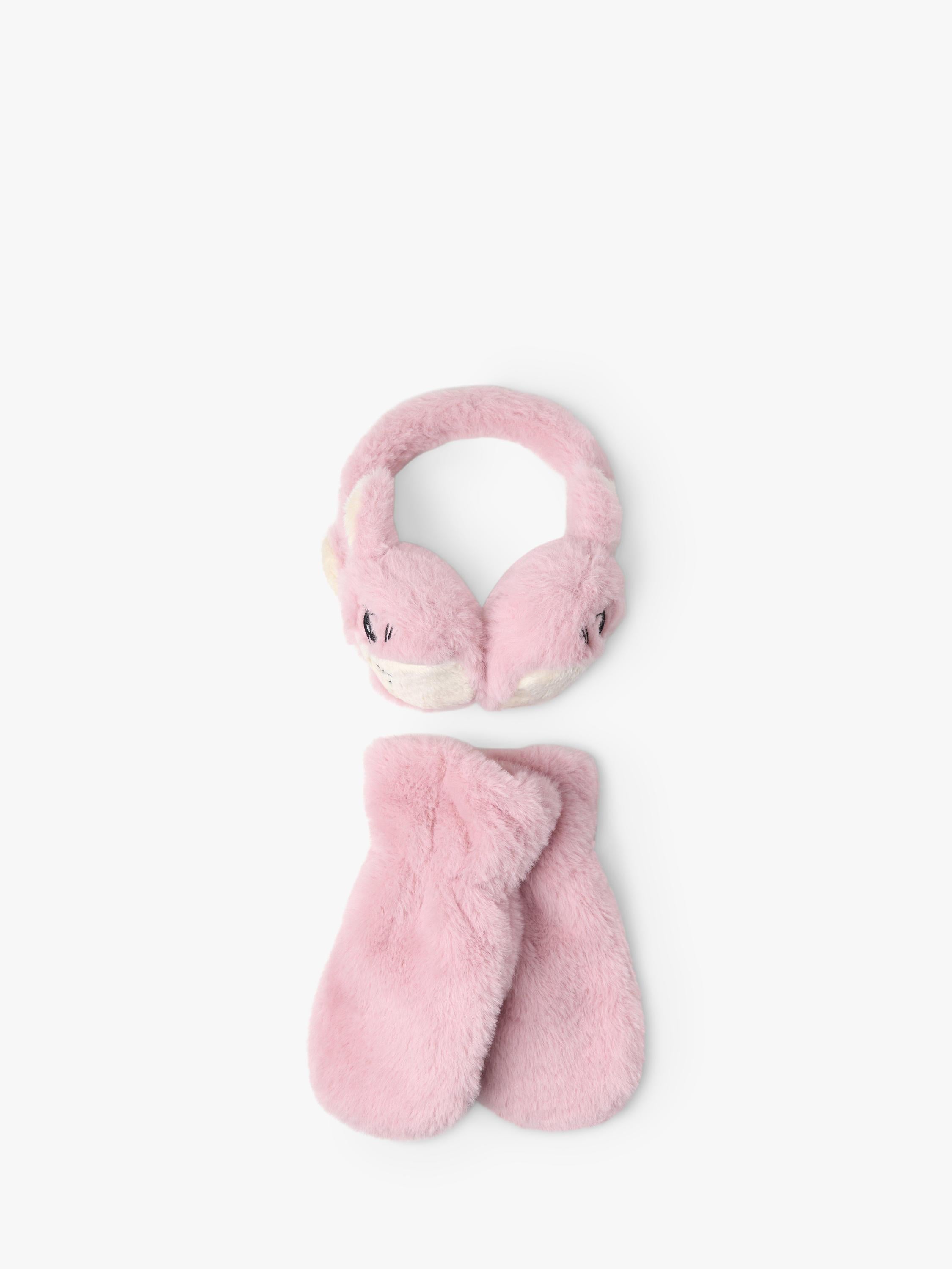 Lindex kids ear muffs and mittens set dusty pink (British brand)