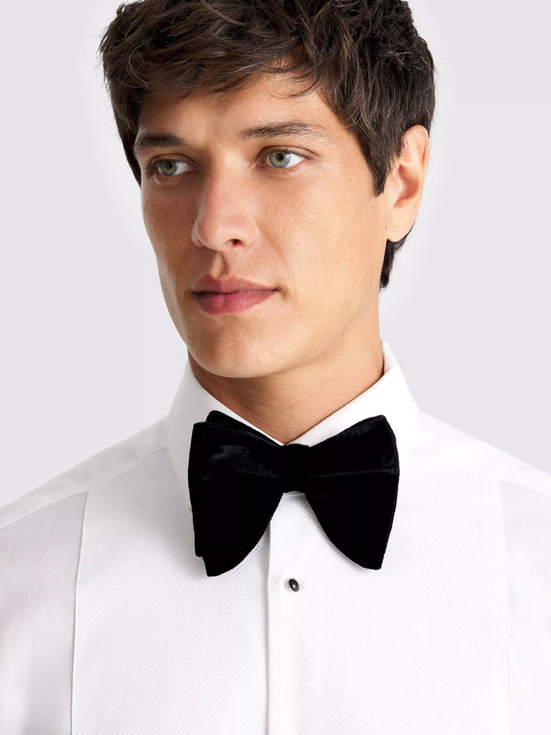 Moss black velvet bow tie pre-tied - British product