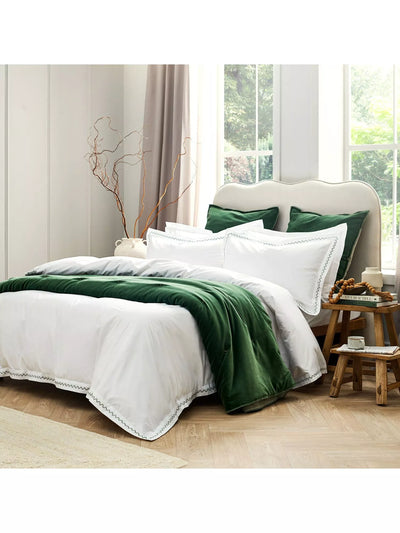 John Lewis Christy Wave Duvet Cover Set, White/Green, Double- Buy online at McGrocer