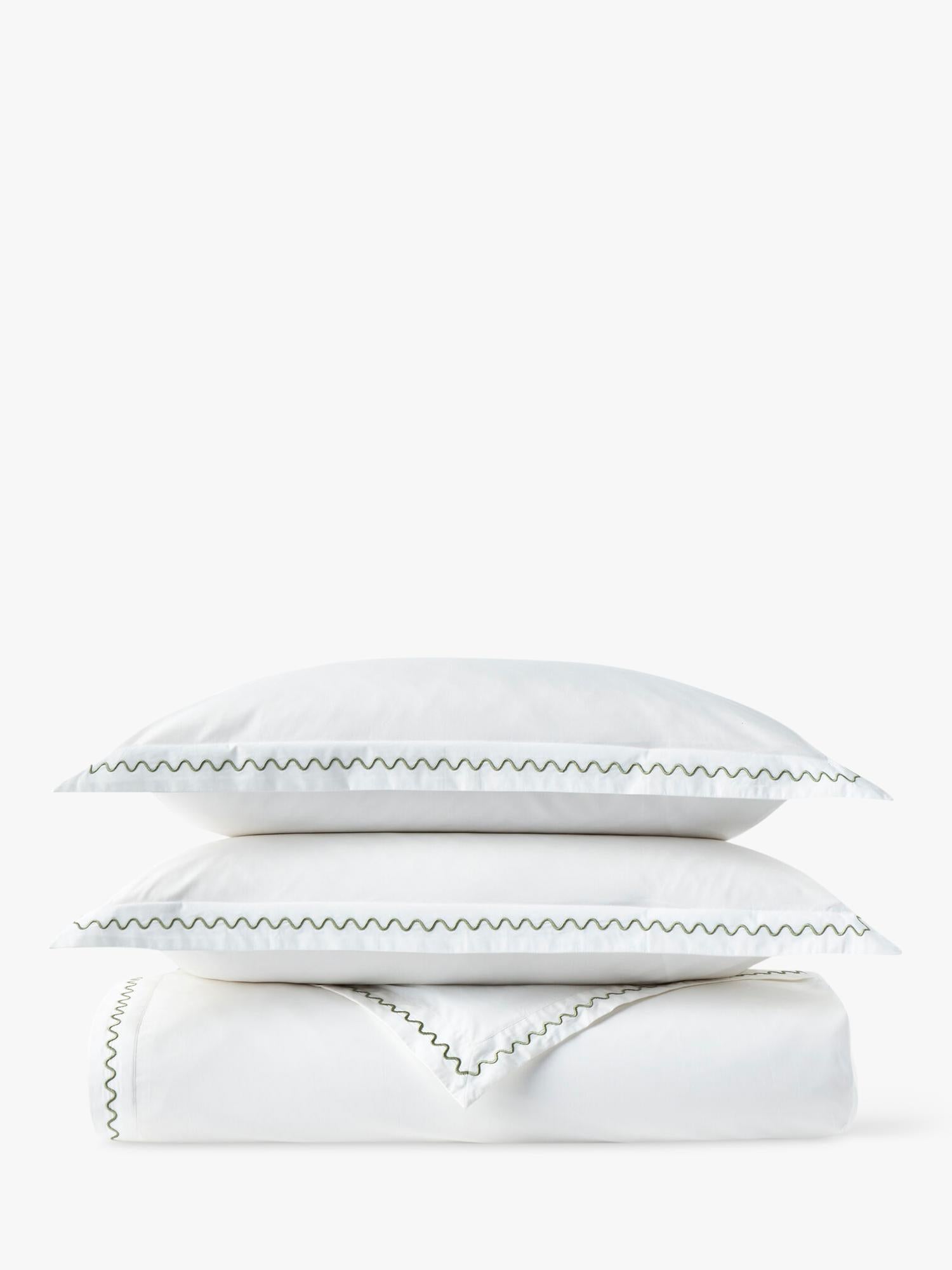 Christy Wave duvet cover set in white and green, double size - British product