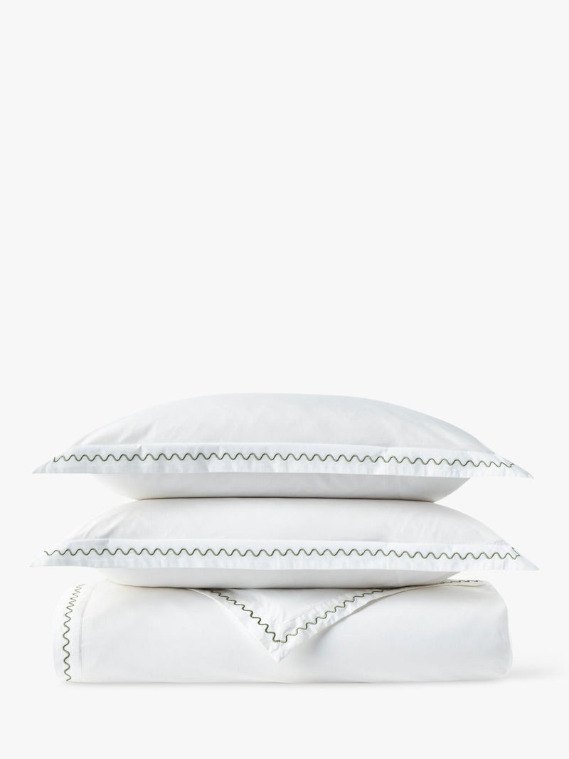 Christy Wave duvet cover set in white and green, double size - British product
