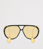 Bottega Veneta aviator sunglasses with drop-shaped temple tips, imported from the UK