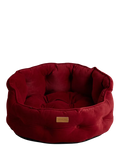 Joules Chesterfield padded pet bed in red burgundy, imported from the UK