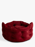 Joules Chesterfield padded pet bed in red burgundy, imported from the UK