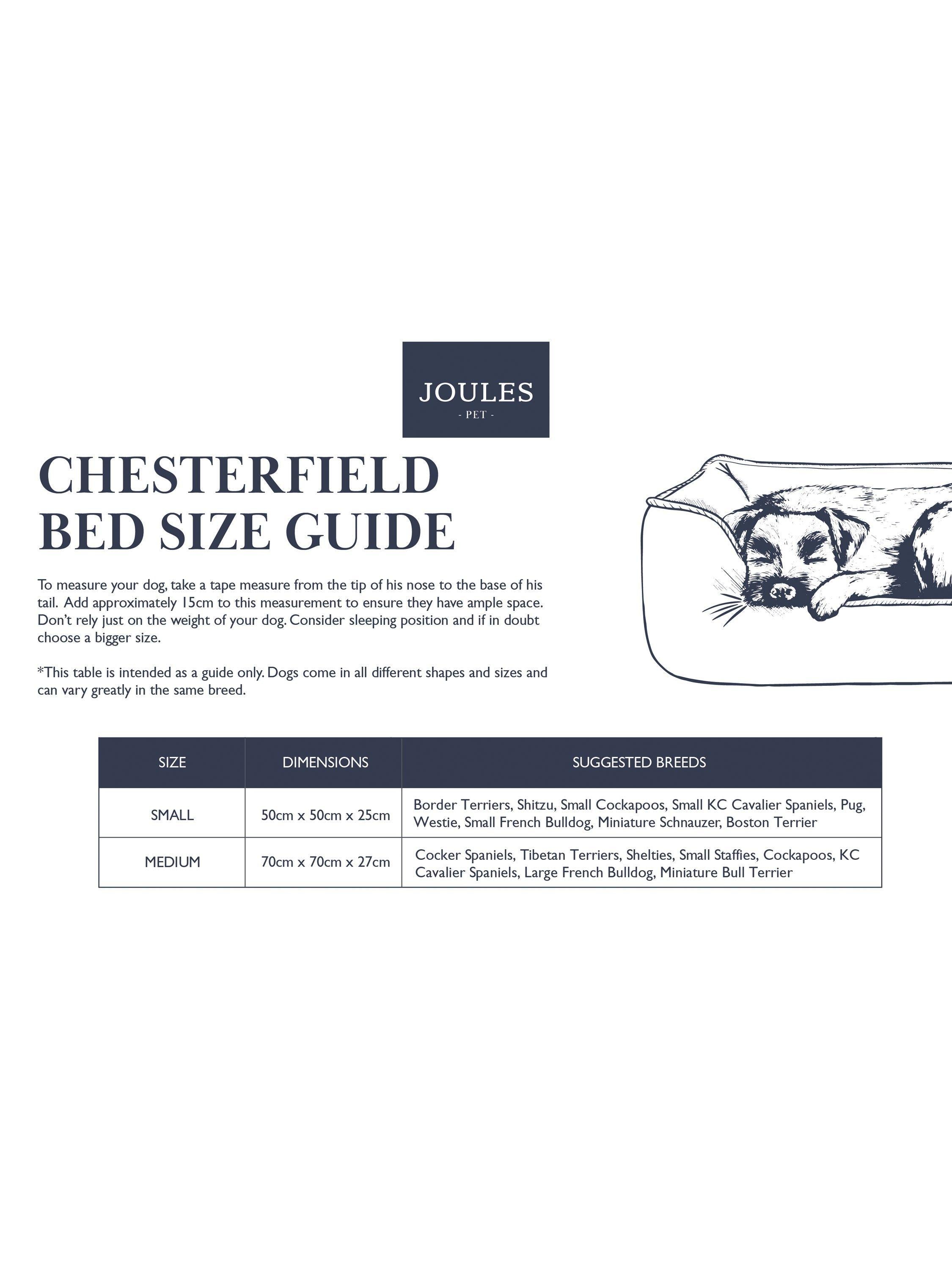Joules Chesterfield padded pet bed in red burgundy, imported from the UK