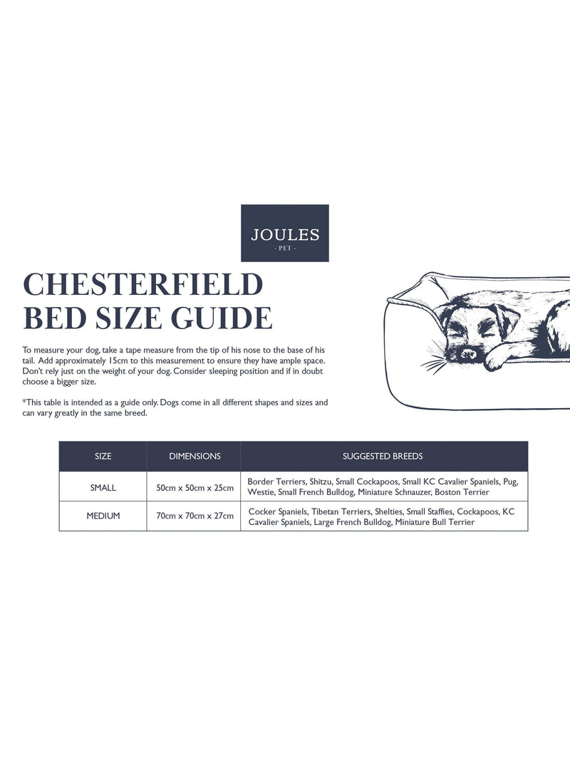 Joules Chesterfield padded pet bed in red burgundy, imported from the UK