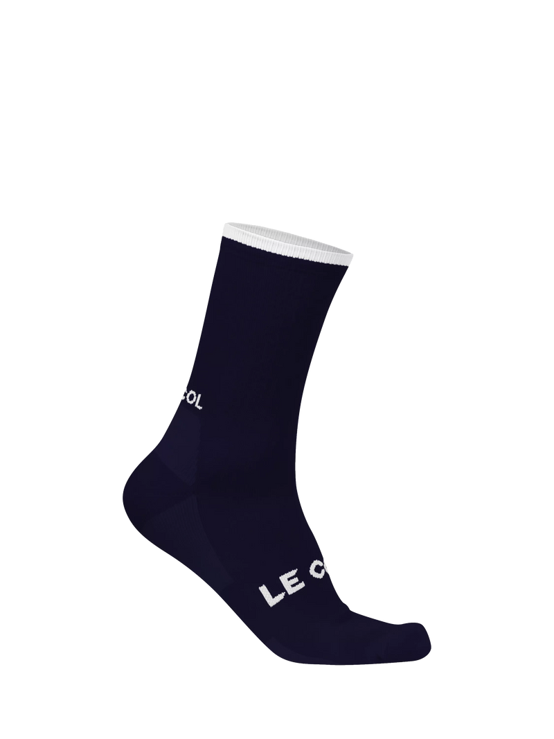 Le Col Women's Tech Merino Wool Blend Cycling Socks, Navy/White, S-M