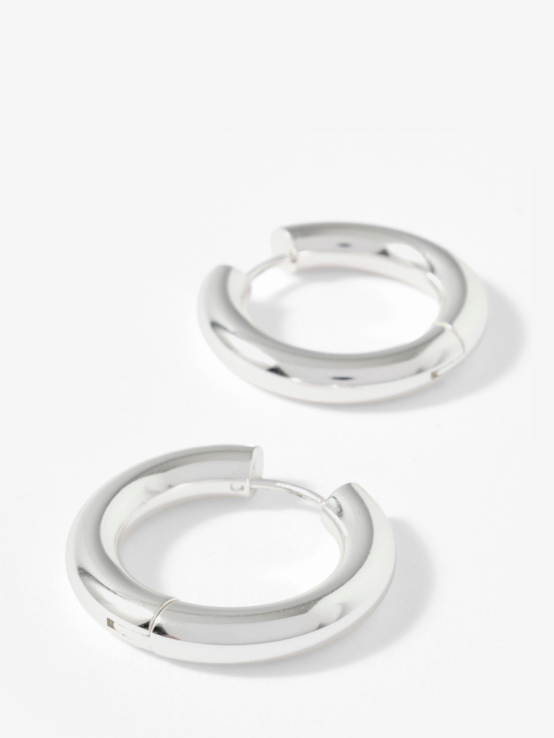 Mint Velvet large hoop earrings silver-toned steel - British product