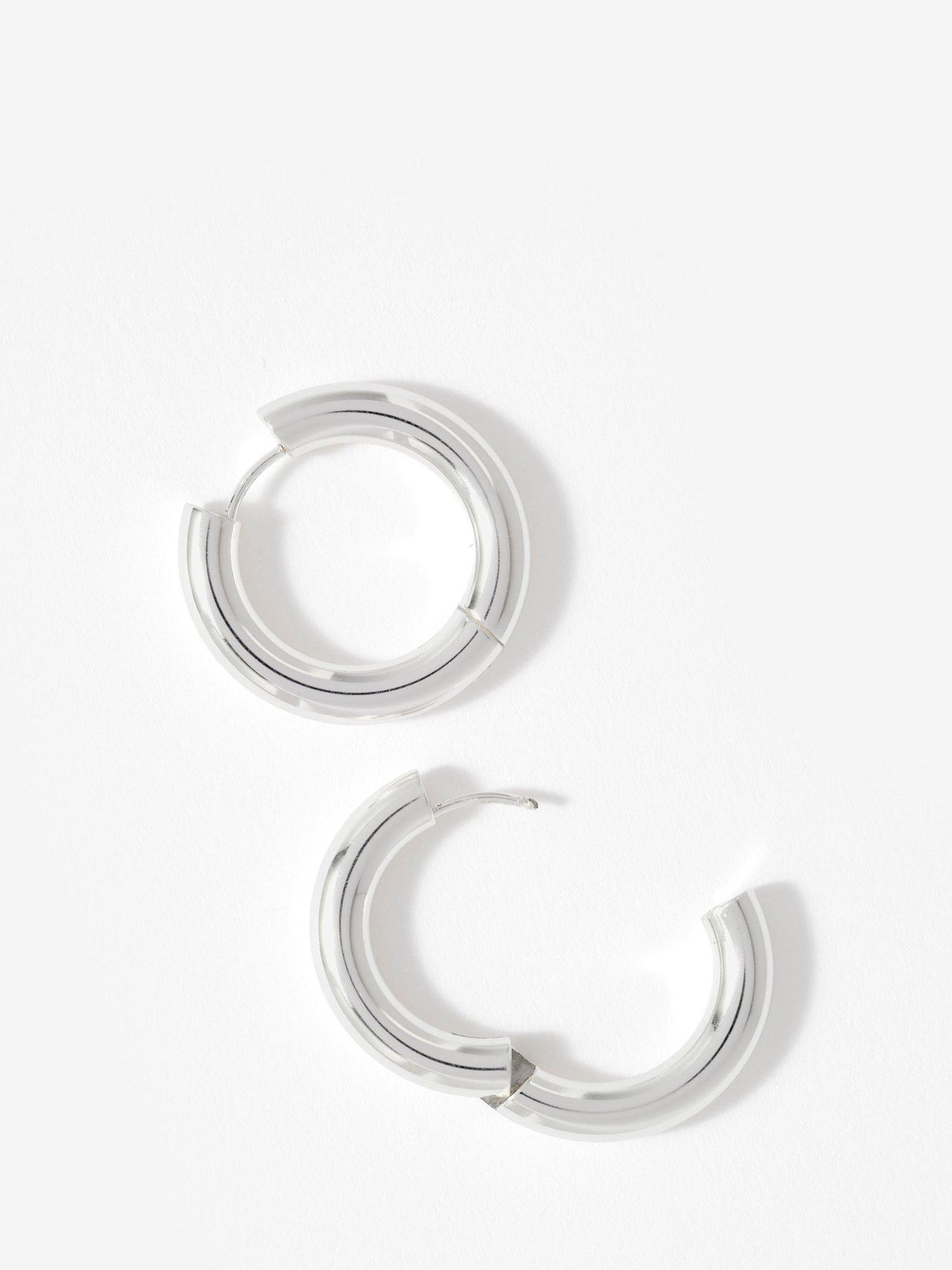 Mint Velvet large hoop earrings silver-toned steel - British product