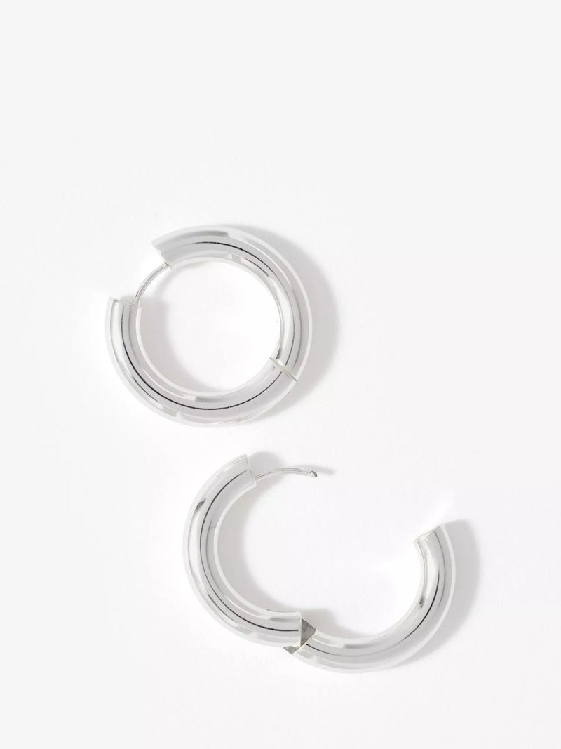 Mint Velvet large hoop earrings silver-toned steel - British product