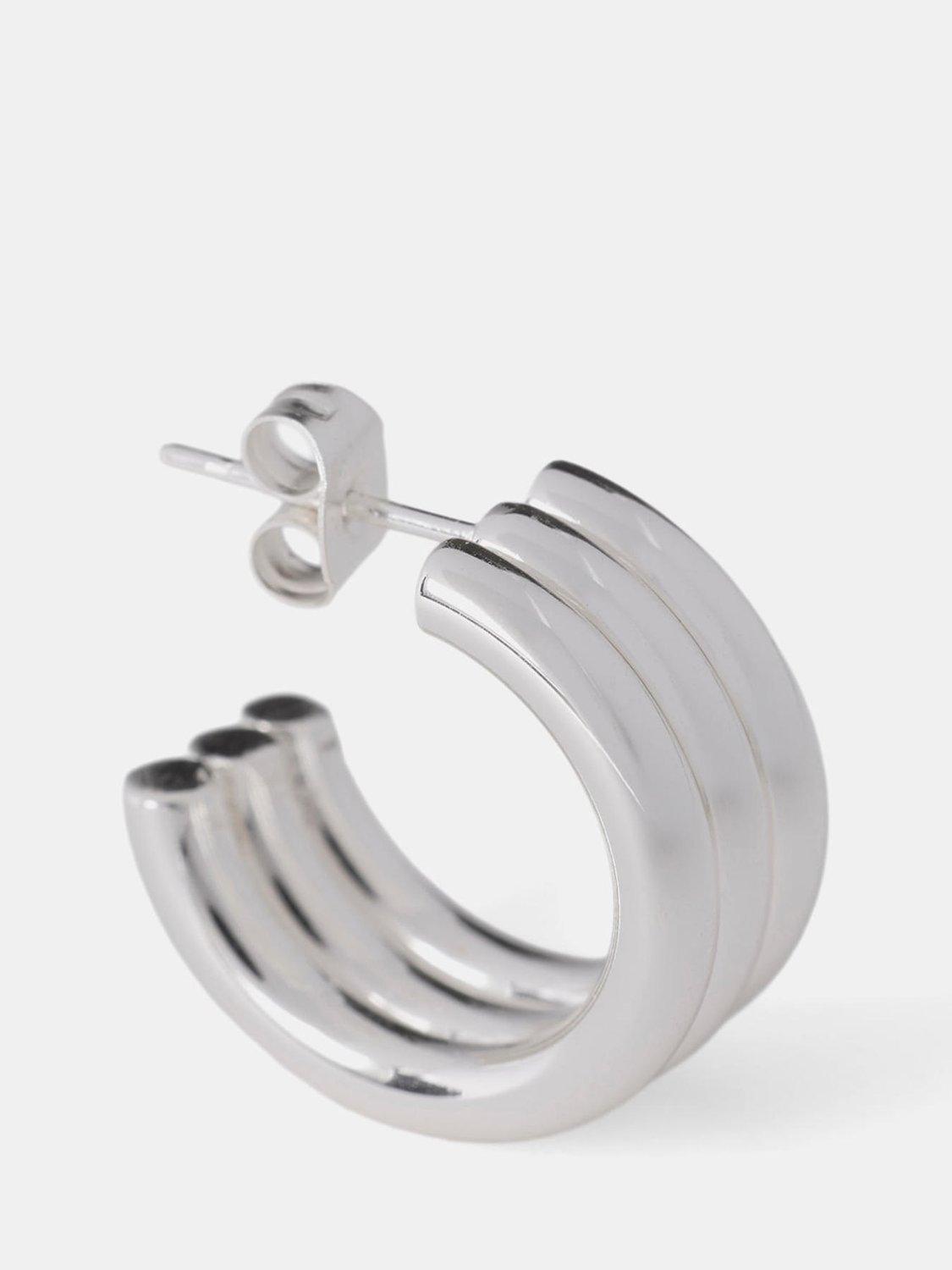 Mint Velvet silver ribbed hoop earrings 2cm, UK version