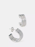 Mint Velvet silver ribbed hoop earrings 2cm, UK version