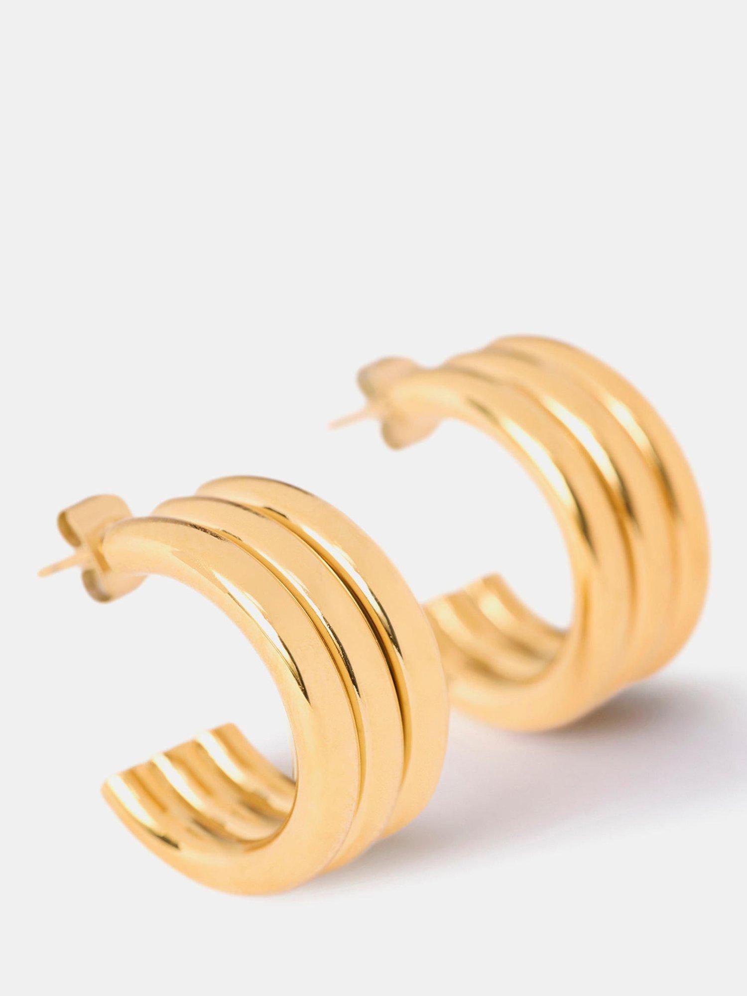 Mint Velvet ribbed hoop earrings gold toned 2cm (British brand)
