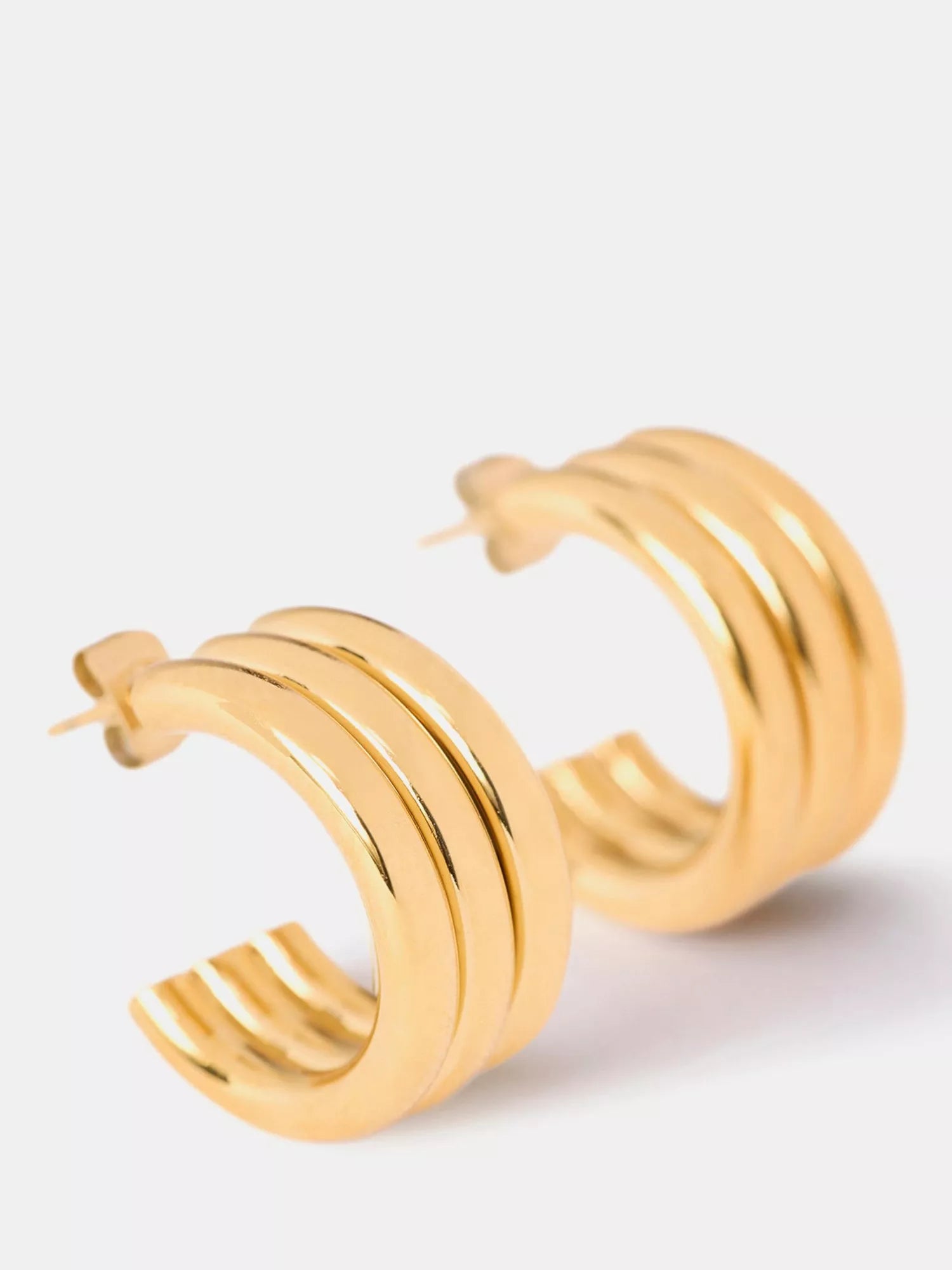 Mint Velvet ribbed hoop earrings gold toned 2cm (British brand)