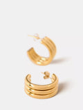Mint Velvet ribbed hoop earrings gold toned 2cm (British brand)
