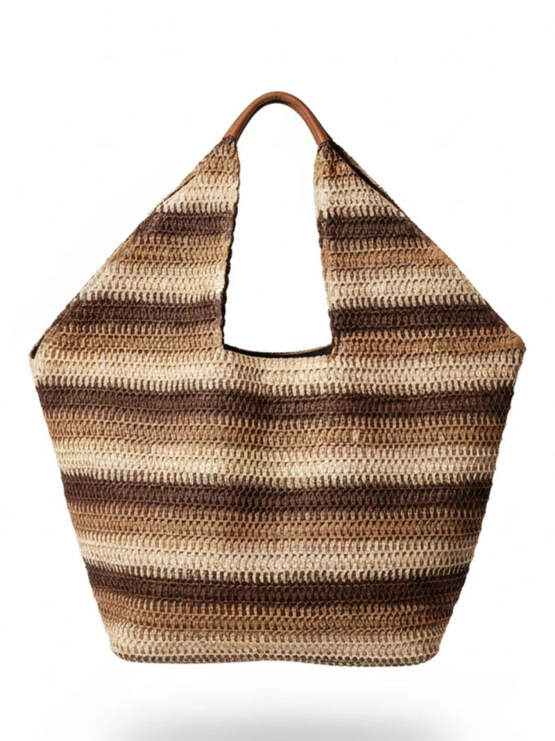 South Beach Stripe Straw Oversized Tote Bag