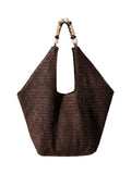 South Beach straw beaded oversized tote bag in brown - British product